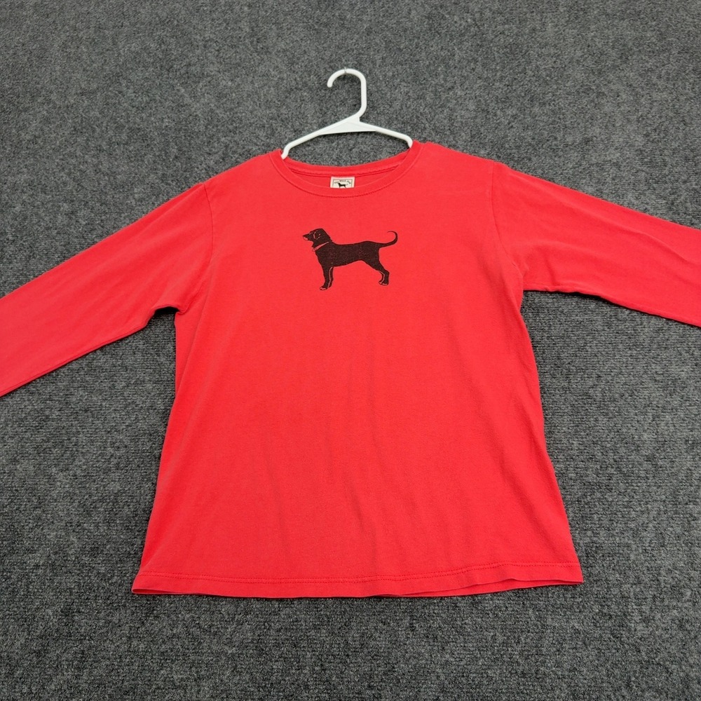 The Black Dog Shirt Womens S Red Cotton Graphic Long Sleeve Tee Coastal Casual
